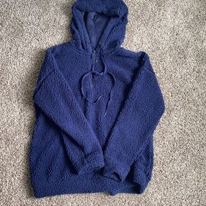 Navy blue fuzzy quarter zip